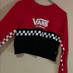 Vans red and black long sleeve cropped shirt